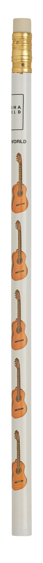 Guitar Pencil White with Classical Guitars and Eraser