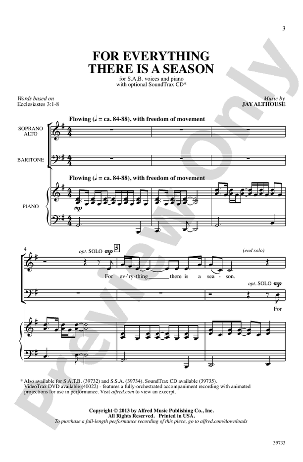 For Everything There Is a Season – SAB Choral Octavo (Digital Download)