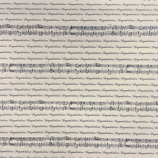 Music Wrapping Paper Cream with Black Manuscript Single Sheet 50x70cm