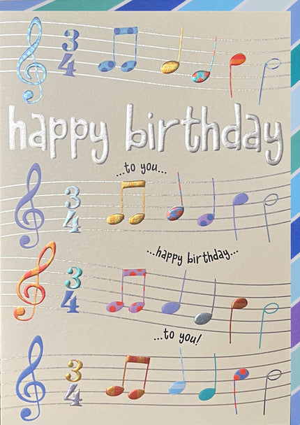 Happy Birthday to You - Colourful Notes and Clefs