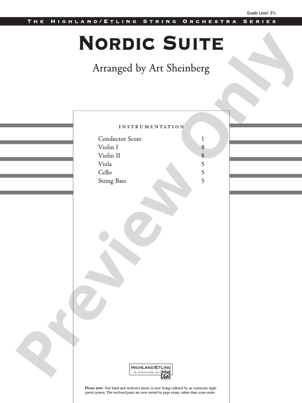 Nordic Suite – String Orchestra Conductor Score & Parts (Digital Download)