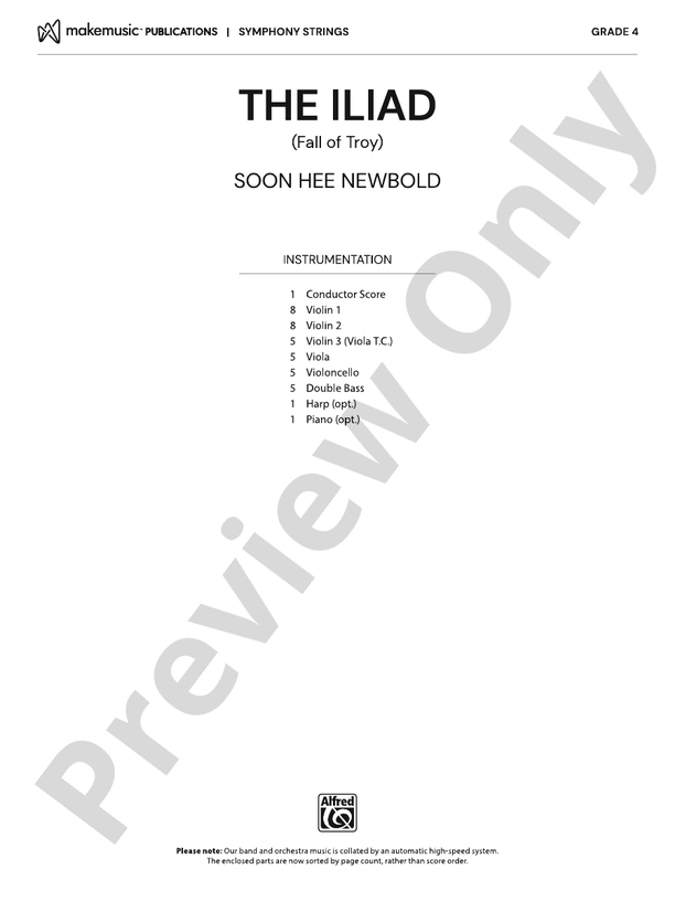 The Iliad - String Orchestra Conductor Score & Parts (Digital Download)
