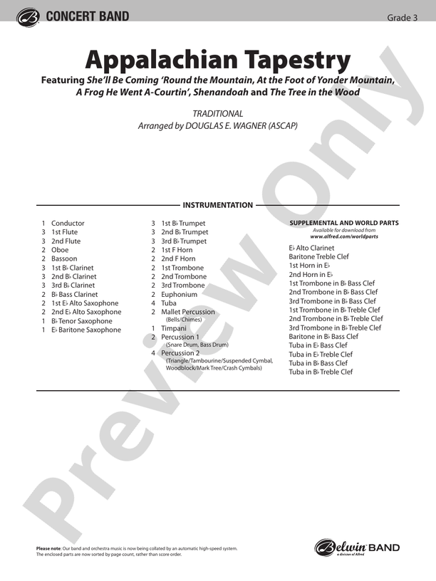 Appalachian Tapestry - Concert Band Conductor Score & Parts (Digital Download)