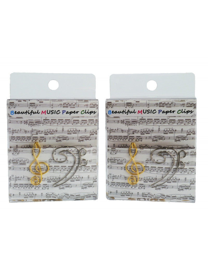 Paper Clips Pack of 12 Gold Treble Clef and Silver Bass Clef
