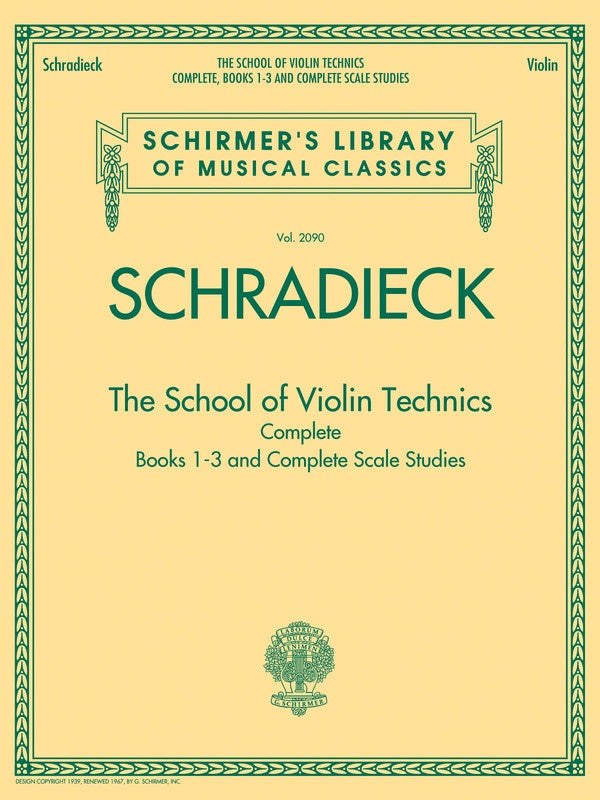 Schradieck - School of Violin Technics Complete Books 1-3 - Violin Solo Schirmer 50490033