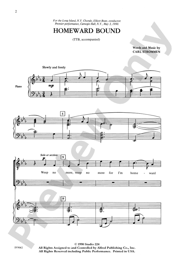 Homeward Bound – TTB Choral Octavo (Digital Download)