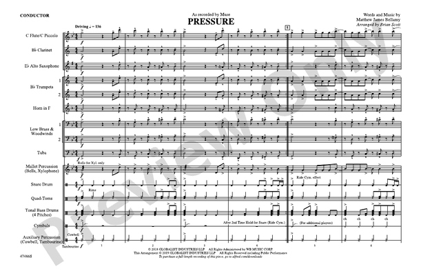 Pressure – Marching Band Conductor Score & Parts (Digital Download)