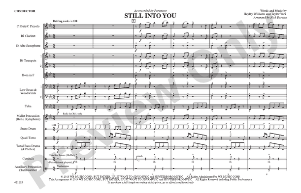 Still into You – Marching Band Conductor Score & Parts (Digital Download)
