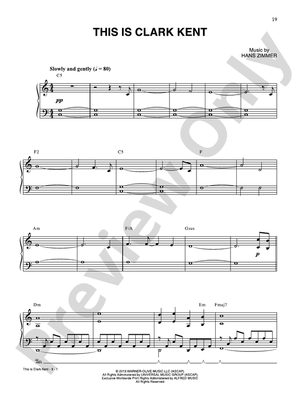 This Is Clark Kent (from Man of Steel) - Piano (Digital Download)