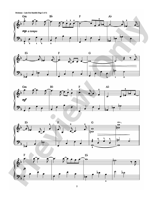 Lake Erie Rainfall - Arr. Dan Coates - Easy Piano (Digital Download)