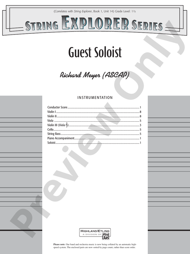 Guest Soloist – String Orchestra Conductor Score & Parts (Digital Download)