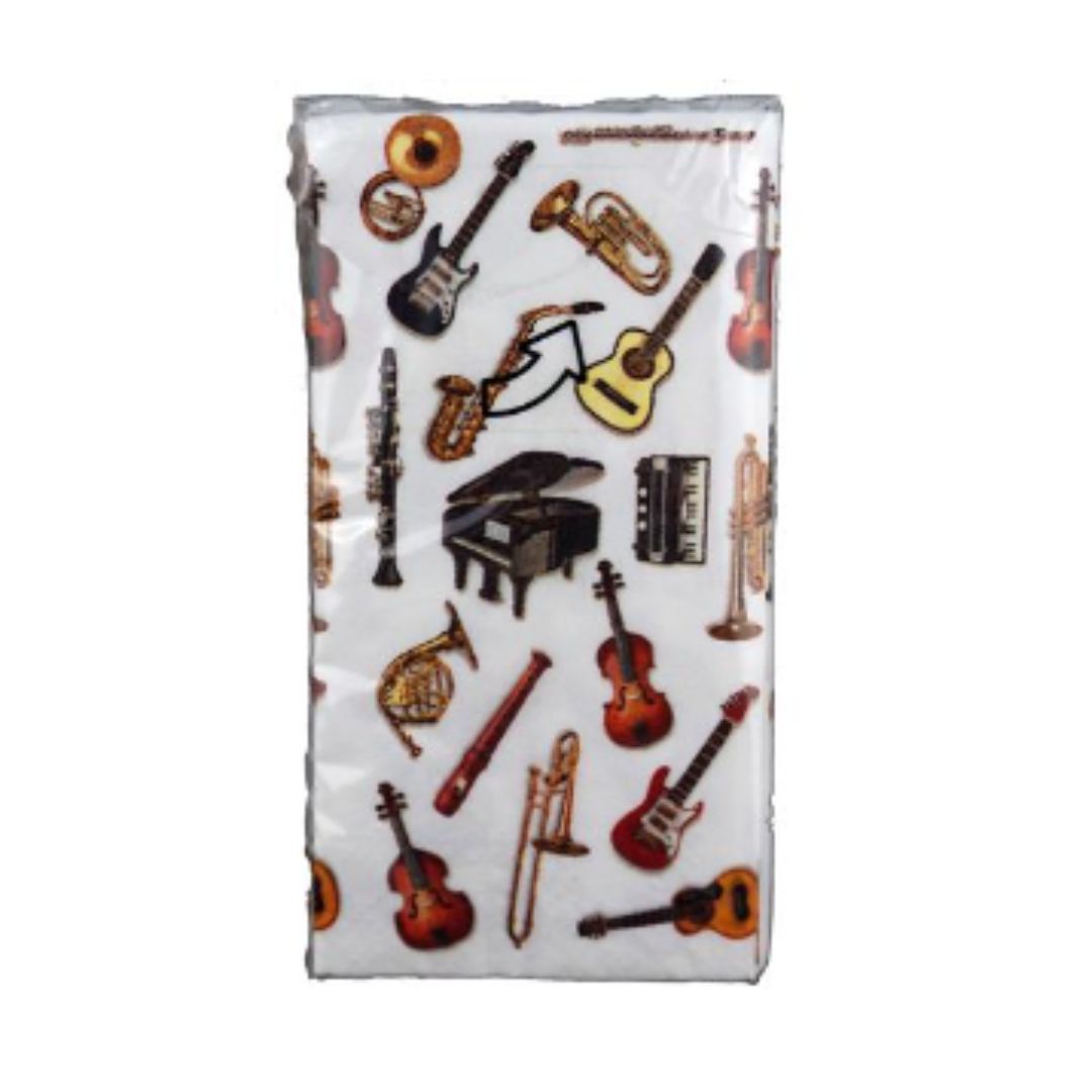 Music Tissues Packet White with Instruments