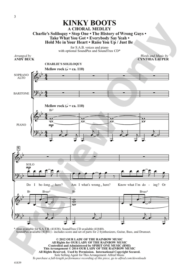 Kinky Boots: A Choral Medley - SAB Choral Octavo (Digital Download)