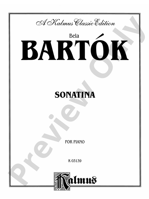 Bartok - Sonatina - Piano Solo (Digital Download)
