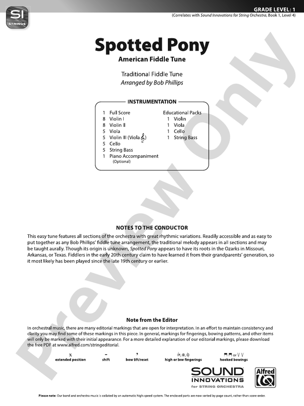 Spotted Pony – String Orchestra Conductor Score & Parts