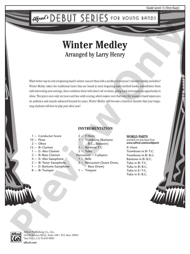 Winter Medley - Concert Band Conductor Score & Parts (Digital Download)