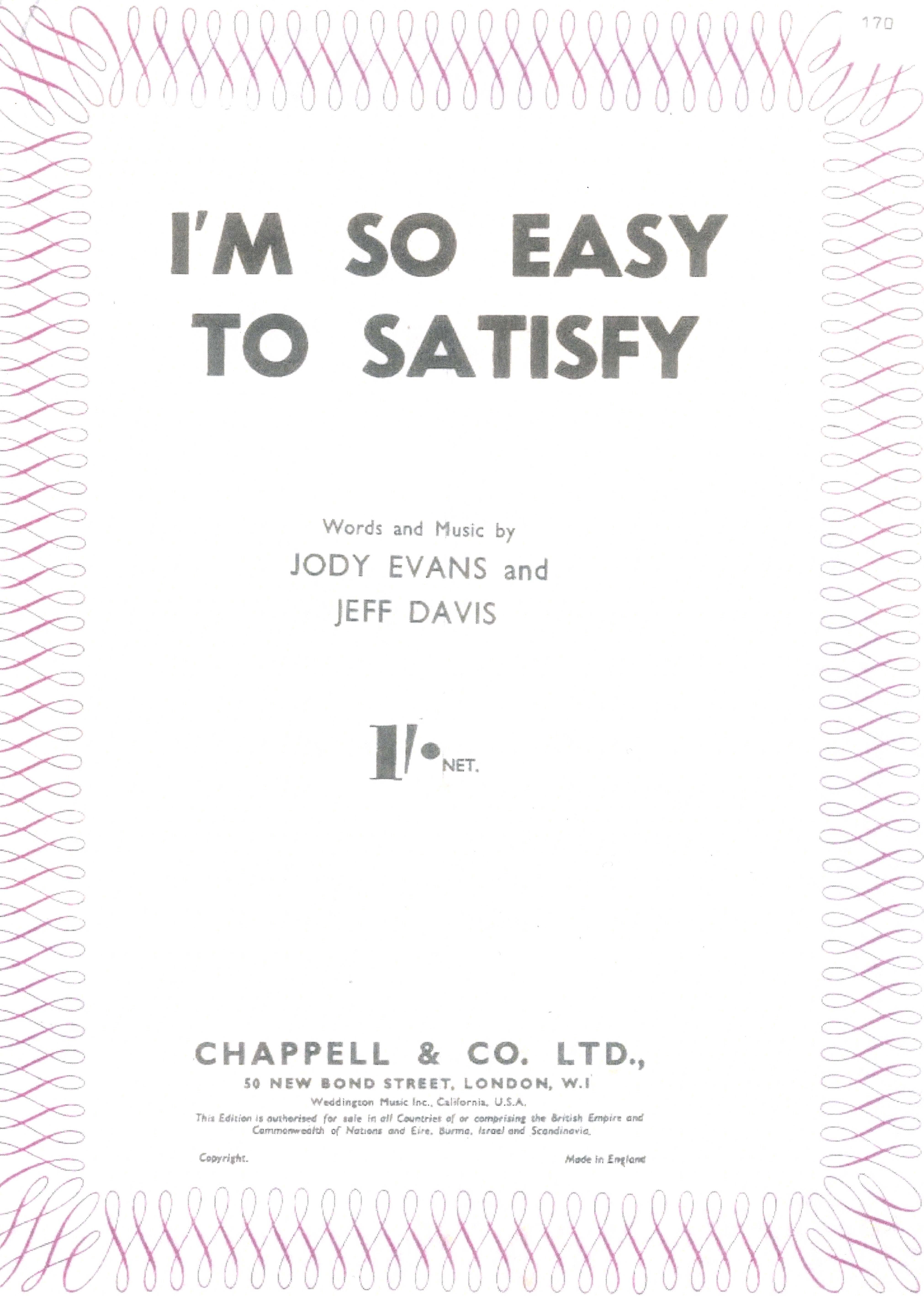 I'm So Easy To Satisfy - PVG (Digital Download)