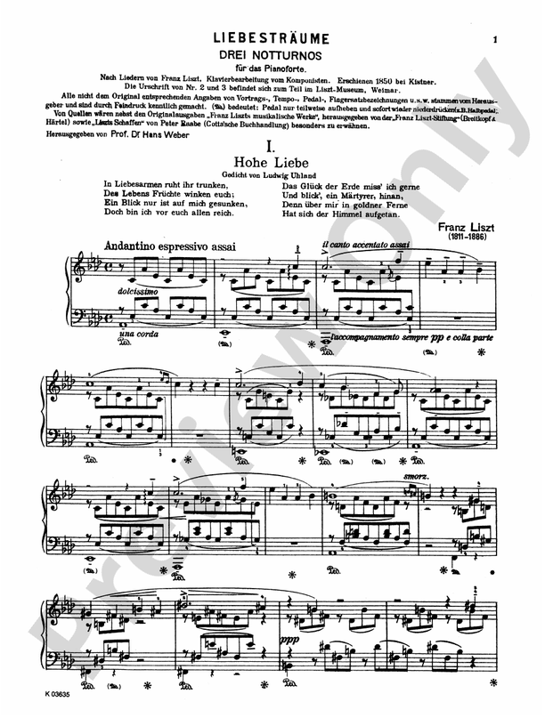 Liszt - Liebestraeume - Piano Solo (Digital Download)