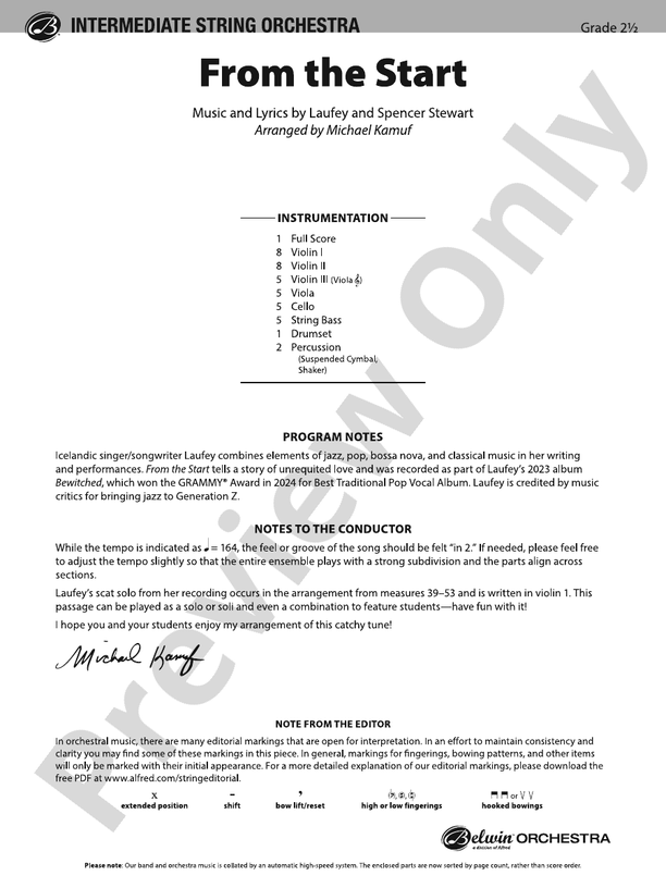 From the Start - String Orchestra Conductor Score & Parts (Digital Download)