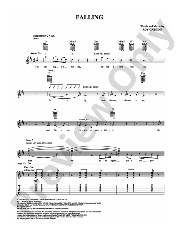 Falling - Roy Orbison - Guitar TAB (Digital Download)