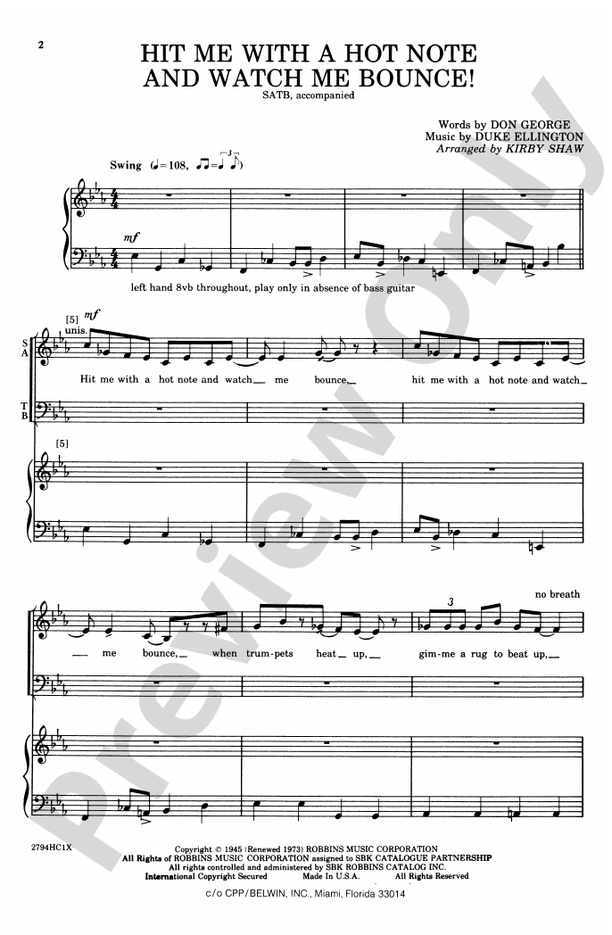 Hit Me with a Hot Note and Watch Me Bounce! – SATB Choral Octavo (Digital Download)