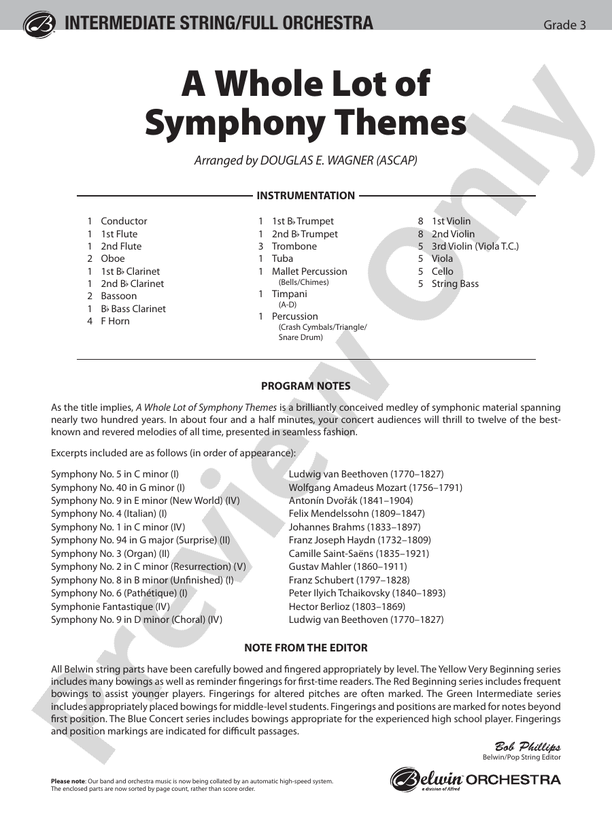 A Whole Lot of Symphony Themes – Ful Orchestra Conductor Score & Parts (Digital Download)