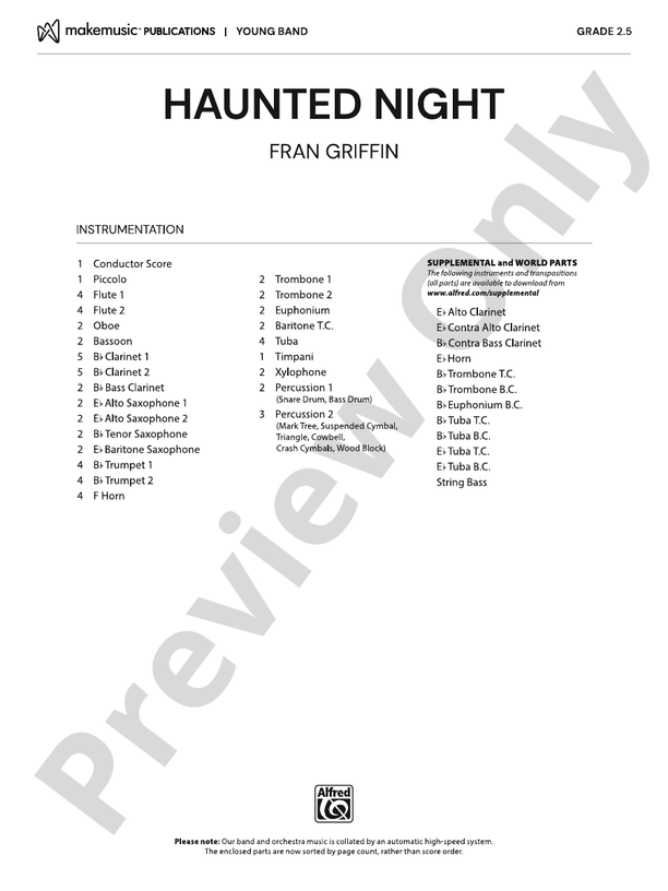 Haunted Night – Concert Band Conductor Score & Parts (Digital Download)