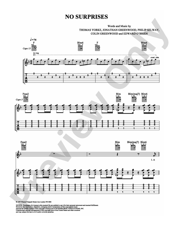 No Surprises - Guitar TAB (Digital Download)