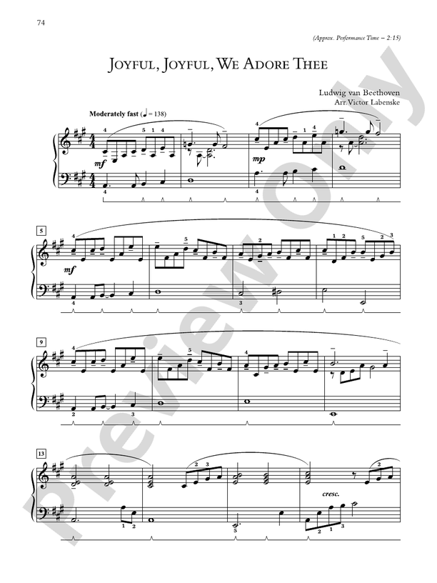 Joyful, Joyful, We Adore Thee (Arr. Victor Labenske) - Piano Solo (Digital Download)