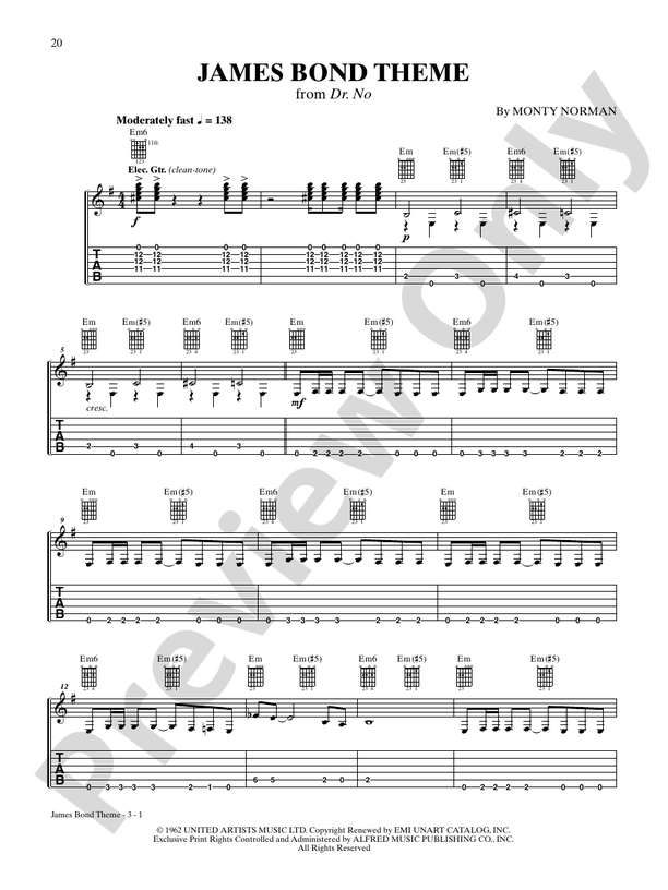 James Bond Theme - Guitar TAB (Digital Download)