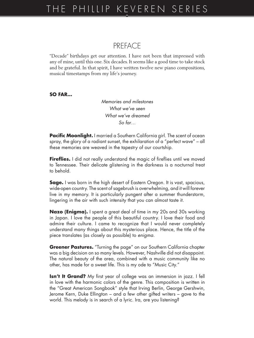 Keveren - So Far... - Piano Solo Hal Leonard 366023