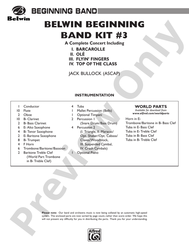 Belwin Beginning Band Kit #3 - Concert Band Conductor Score & Parts (Digital Download)