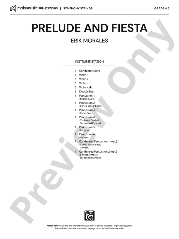 Prelude and Fiesta – String Orchestra Conductor Score & Parts (Digital Download)