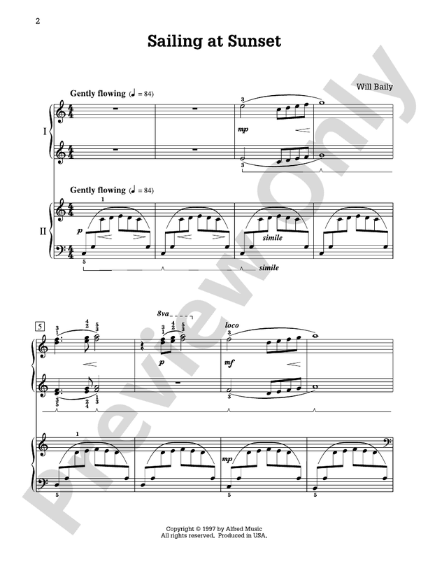 Sailing at Sunset - 2 Pianos, 4 Hands (Digital Download)