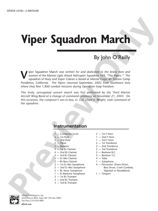 Viper Squadron March - Concert Band Conductor Score & Parts (Digital Download)