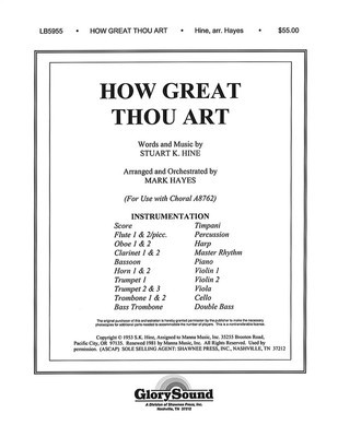 How Great Thou Art - Orchestration - Mark Hayes Shawnee Press Score/Parts