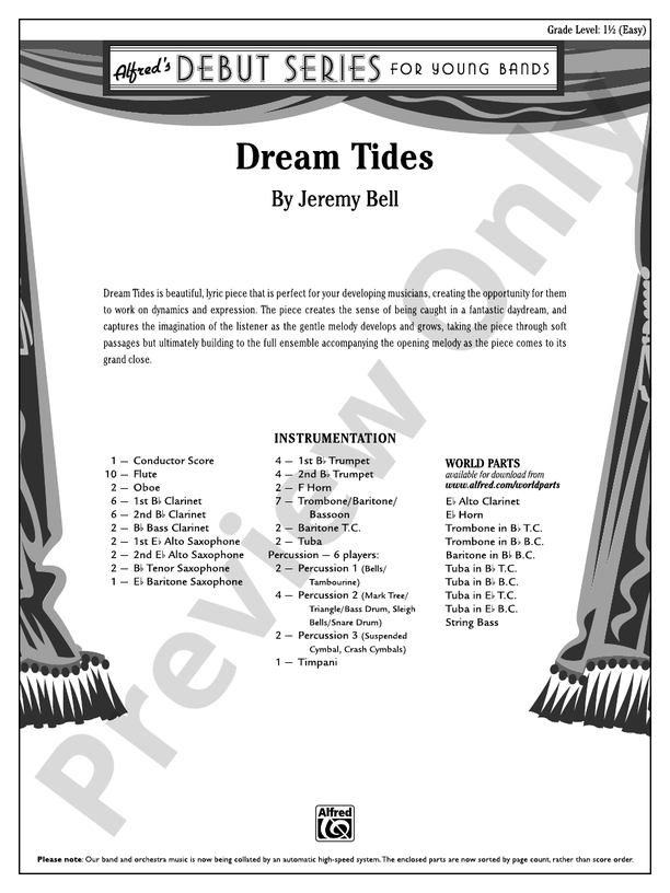 Dream Tides - Concert Band Conductor Score & Parts (Digital Download)