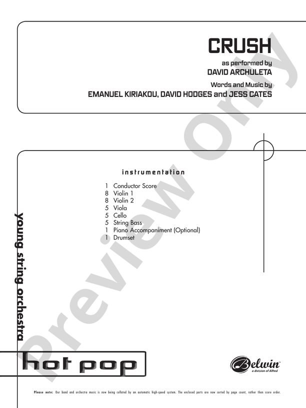 Crush – String Orchestra Conductor Score & Parts (Digital Download)