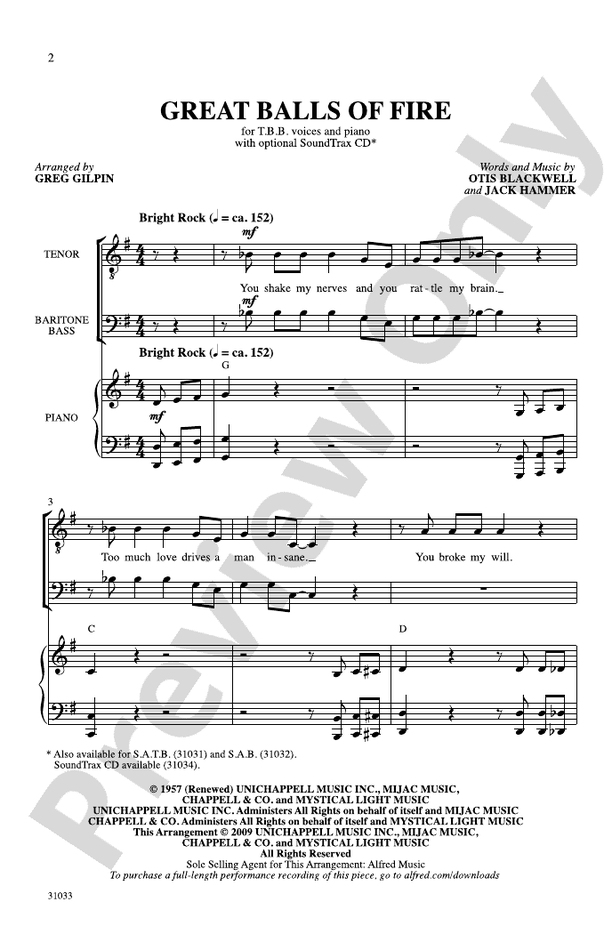 Great Balls of Fire – TBB Choral Octavo (Digital Download)