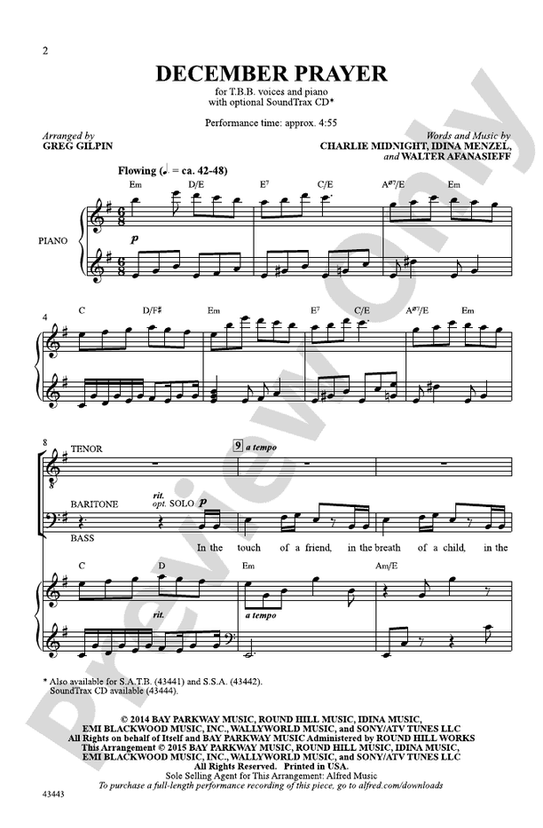 December Prayer – TTB Choral Octavo (Digital Download)