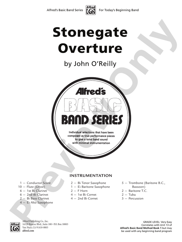 Stonegate Overture - Concert Band Conductor Score & Parts (Digital Download)