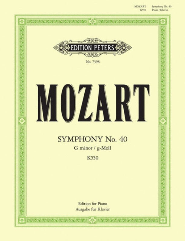 Mozart - Symphony #40 In G Min K550 - Piano Solo - Peters EP7398