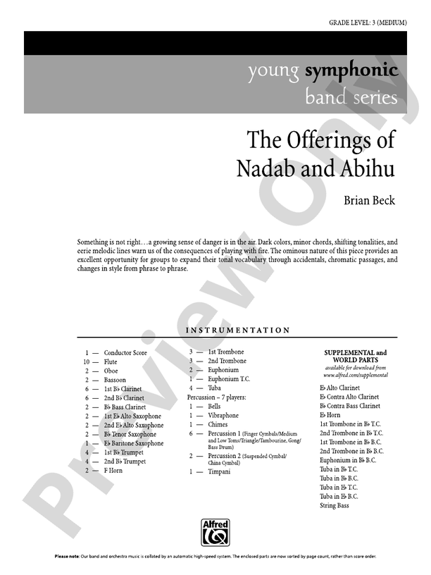 The Offerings of Nadab and Abihu - Concert Band Conductor Score & Parts (Digital Download)