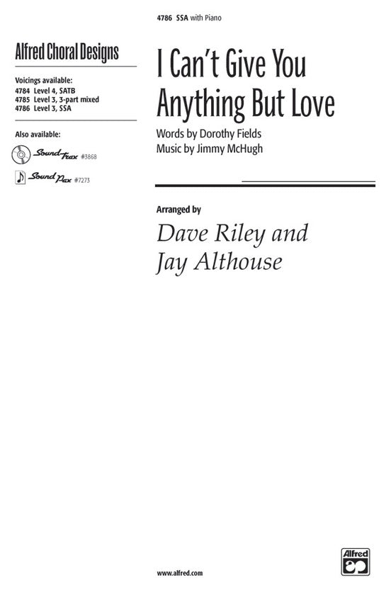 I Can't Give You Anything but Love – SSA Choral Octavo - Digital Sheet Music Download (Digital Download)