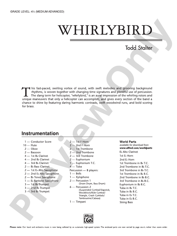 Whirlybird - Concert Band Conductor Score & Parts (Digital Download)