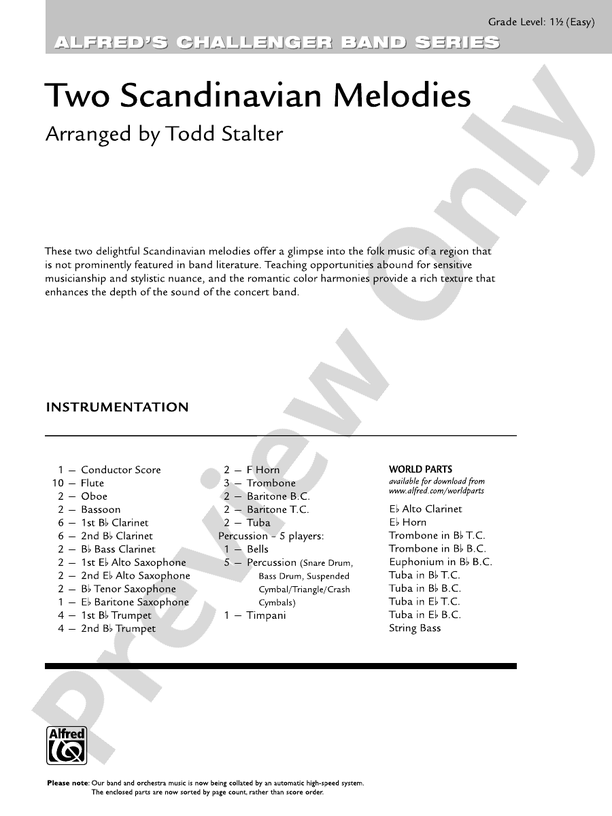 Two Scandinavian Melodies - Concert Band Conductor Score & Parts (Digital Download)