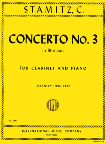 Stamitz Clarinet Concerto No 3 Bb Clarinet/Piano