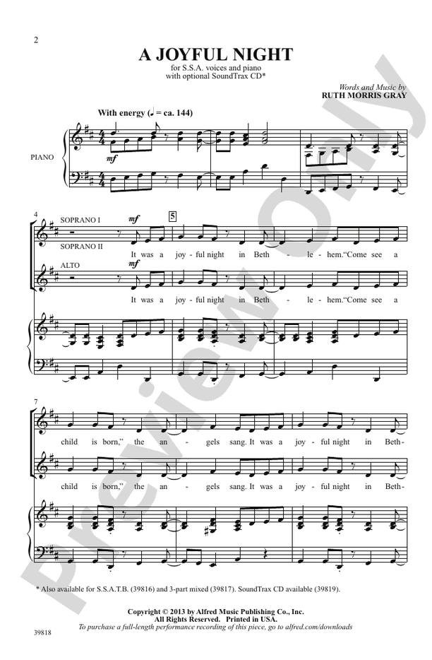 A Joyful Night - SSA Choral Octavo (Digital Download)
