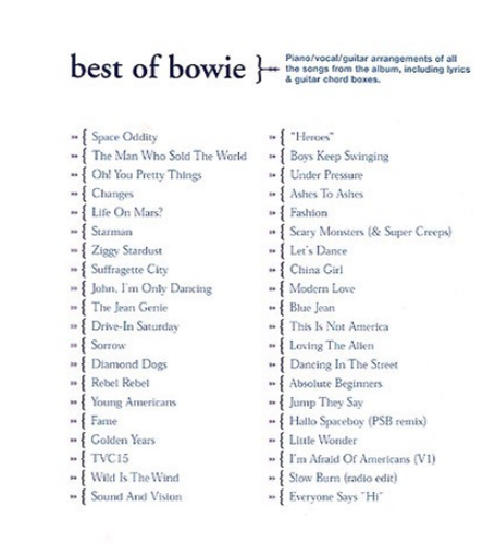 Best of Bowie - Wise Publications Piano, Vocal & Guitar
