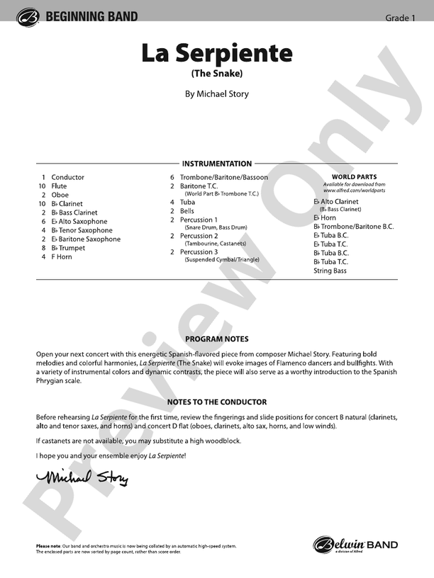 La Serpiente - Concert Band Conductor Score & Parts(Digital Download)
